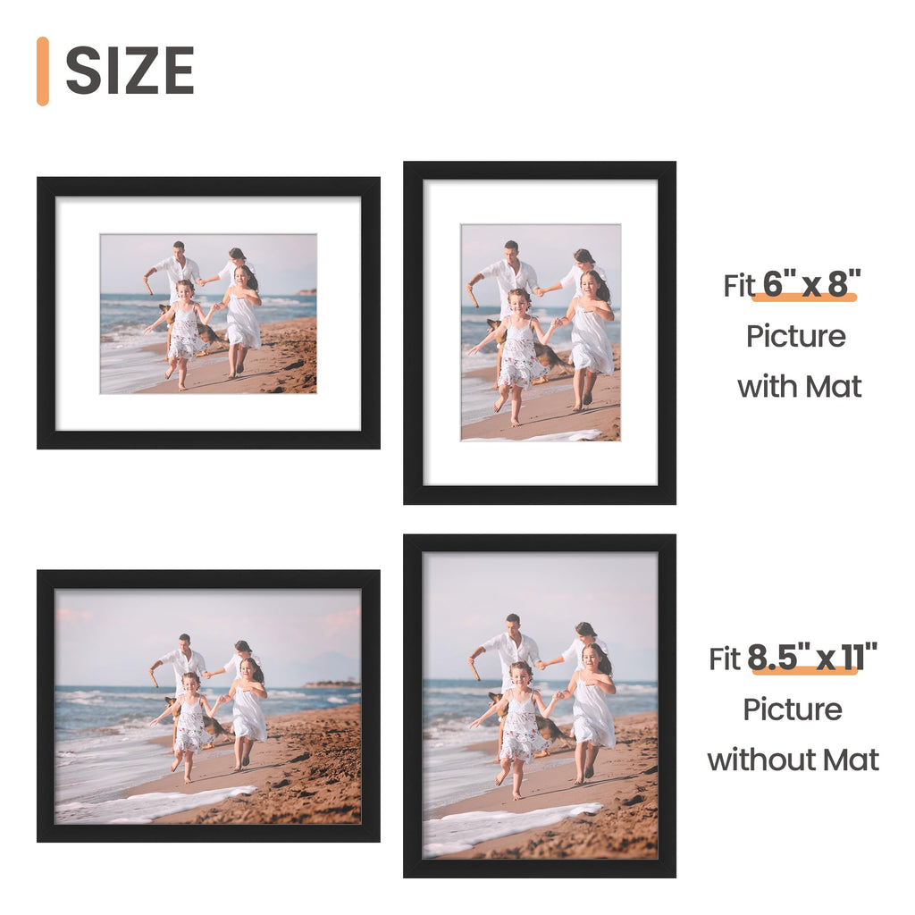 upsimples 8.5 by 11 Picture Frame, Gallery Wall Frames Set of 5, Black