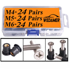 WEDAMER 72 Pairs M4 M5 M6 Neoprene Well Nuts with Stainless Steel Screw M5 Rubber Well Nuts Kayak Brass Copper Bolts Well Nut Kit for Kayak Motorcycle Boat Marine Windscreen Accessories (M4 M5 M6)