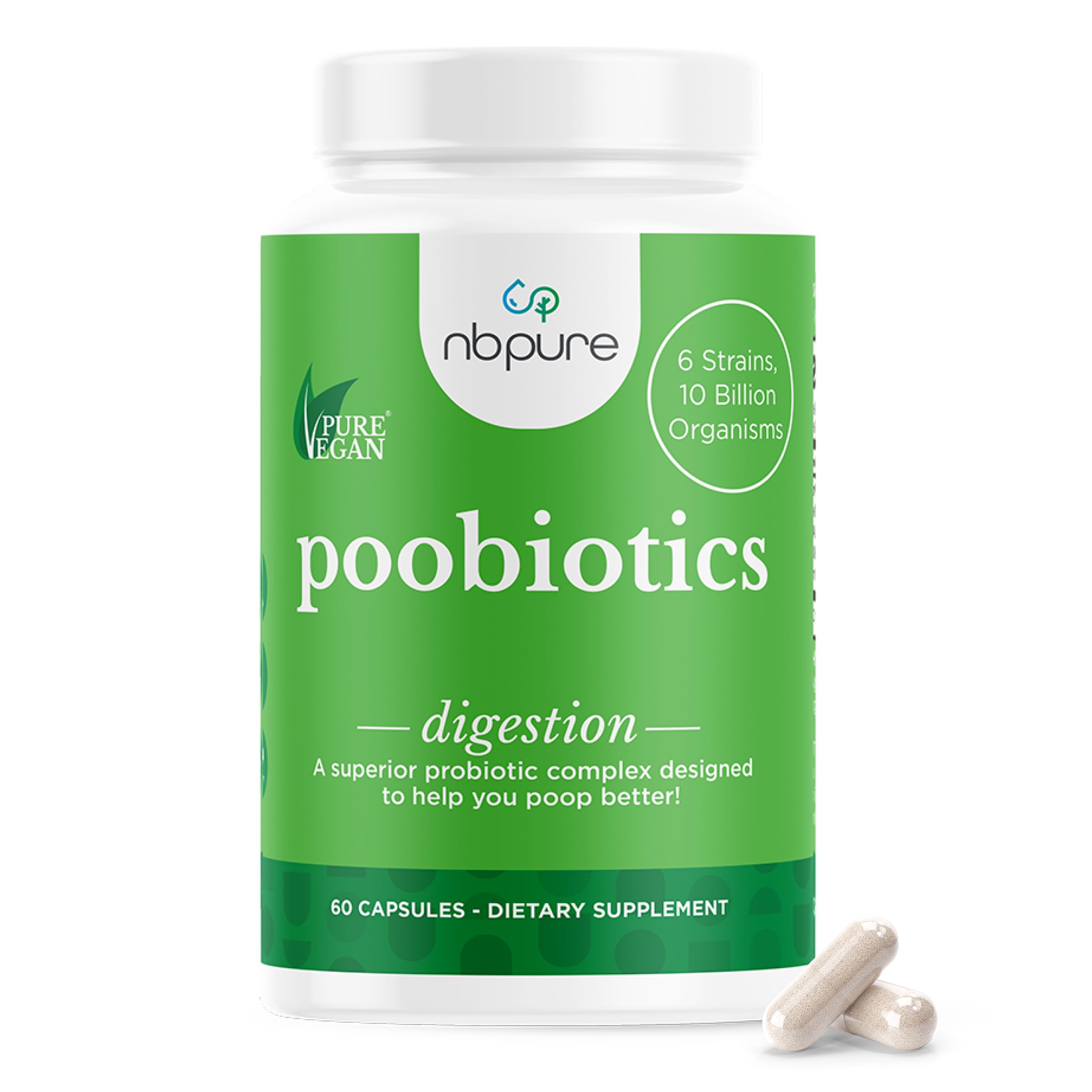 nbpure Poobiotics, Vegan Pre & Probiotics – Gut Health & Microbiome Balance Support for Men & Women – Supports IBS, Diarrhea, Constipation, Leaky Gut Relief – Lactobacillus & Bifidobacterium