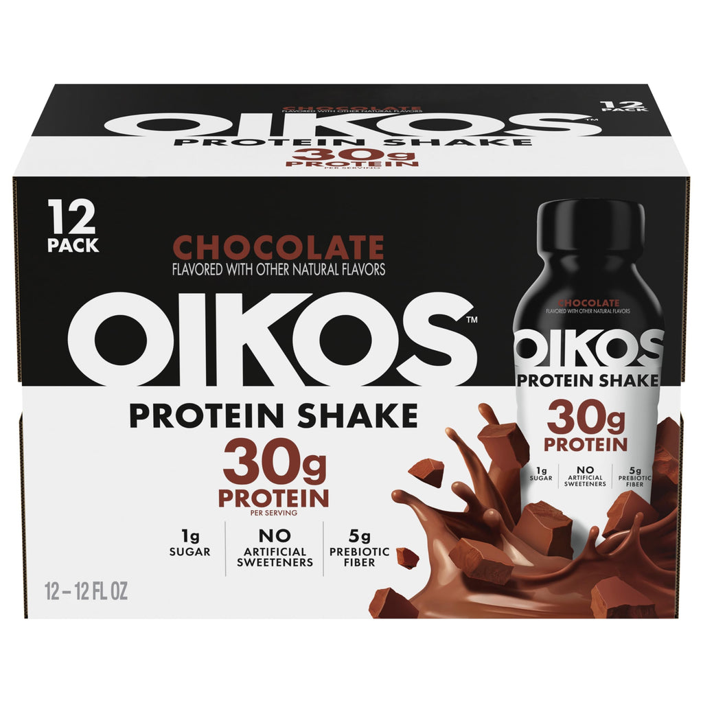 Oikos Protein Shake, Chocolate, 30g Protein, 12 fl oz, 12 Count