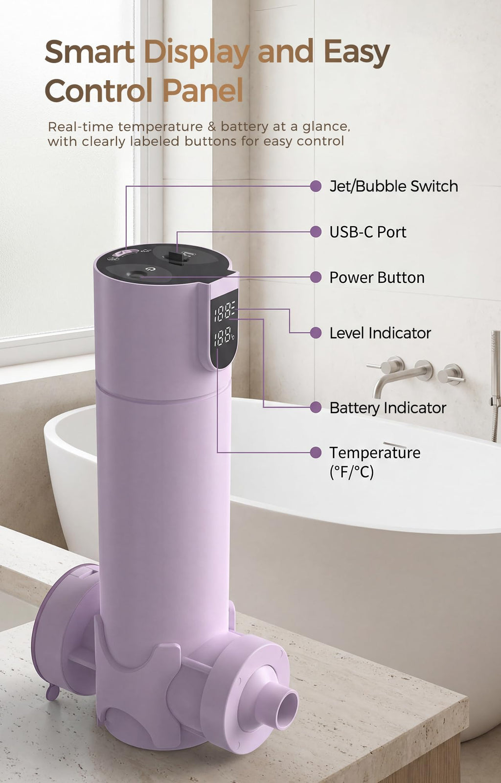 Bath Jet Spa for Bathtub, Rechargeable Cordless Portable Bathtub Jet for Tub with Vacuum Suction Lock, Jet and Bubble Mode, Gift Set