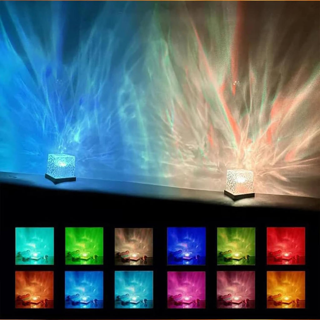 Growalleter Ocean Wave Projector Light, 16-Color LED Shower Lamp with Remote, 3D Water Ripple Projection, Romantic Ambient Lighting for Kids Room, Relaxation, Bedroom, Bathroom & Night Light
