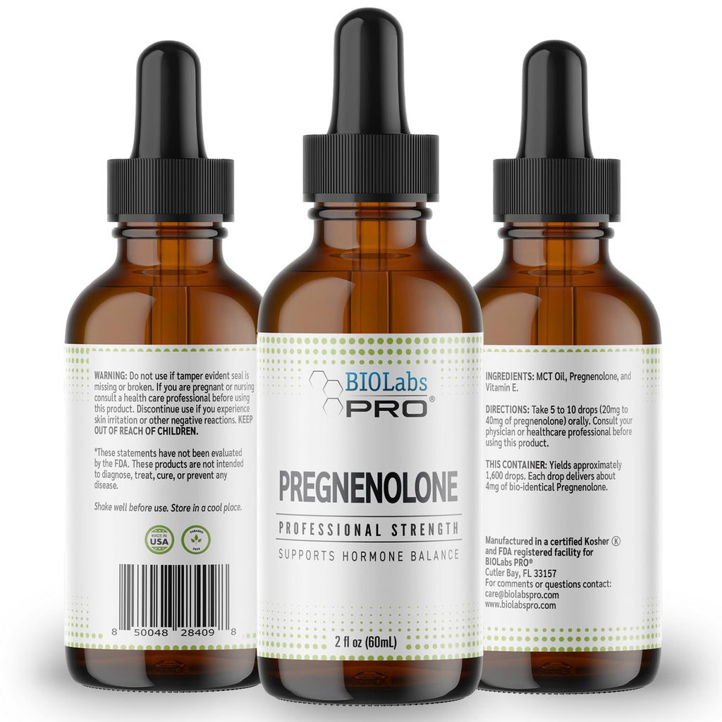 BIOLABS PRO Pregnenolone, Natural Bio-Identical Pregnenolone Oil, Supports Hormone Balance, 2oz Bottle - Six Month Supply