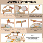 Toddlers Drum Set Toys for Toddlers 1-3,Baby Drum with Xylophone,Musical Instruments Toy, Kids Wooden Montessori Toys Birthday Gift for Boys Girls