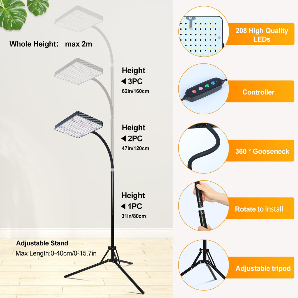 FECiDA Upgraded Stand Grow Lights for Tall House Plants, Indoor Bonsai Tree