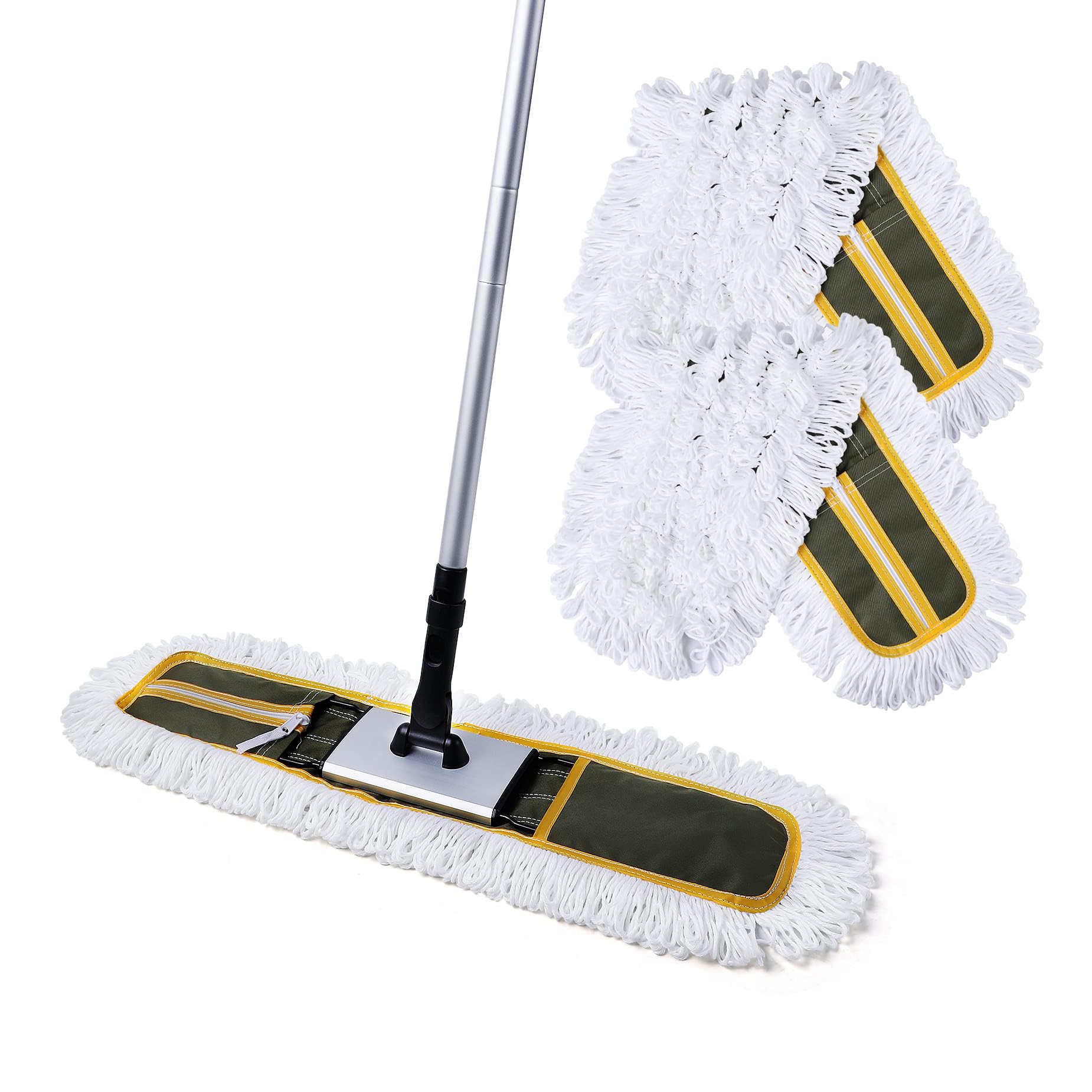 CLEANHOME 24" Commercial Dust Mop for Floor Cleaning, Heavy Duty Floor Mop with 59” Extendable Long Handle, Hotel Gym Garage Hospital Household Cleaning Supplies for Hardwood, Tiles, Marble Floors