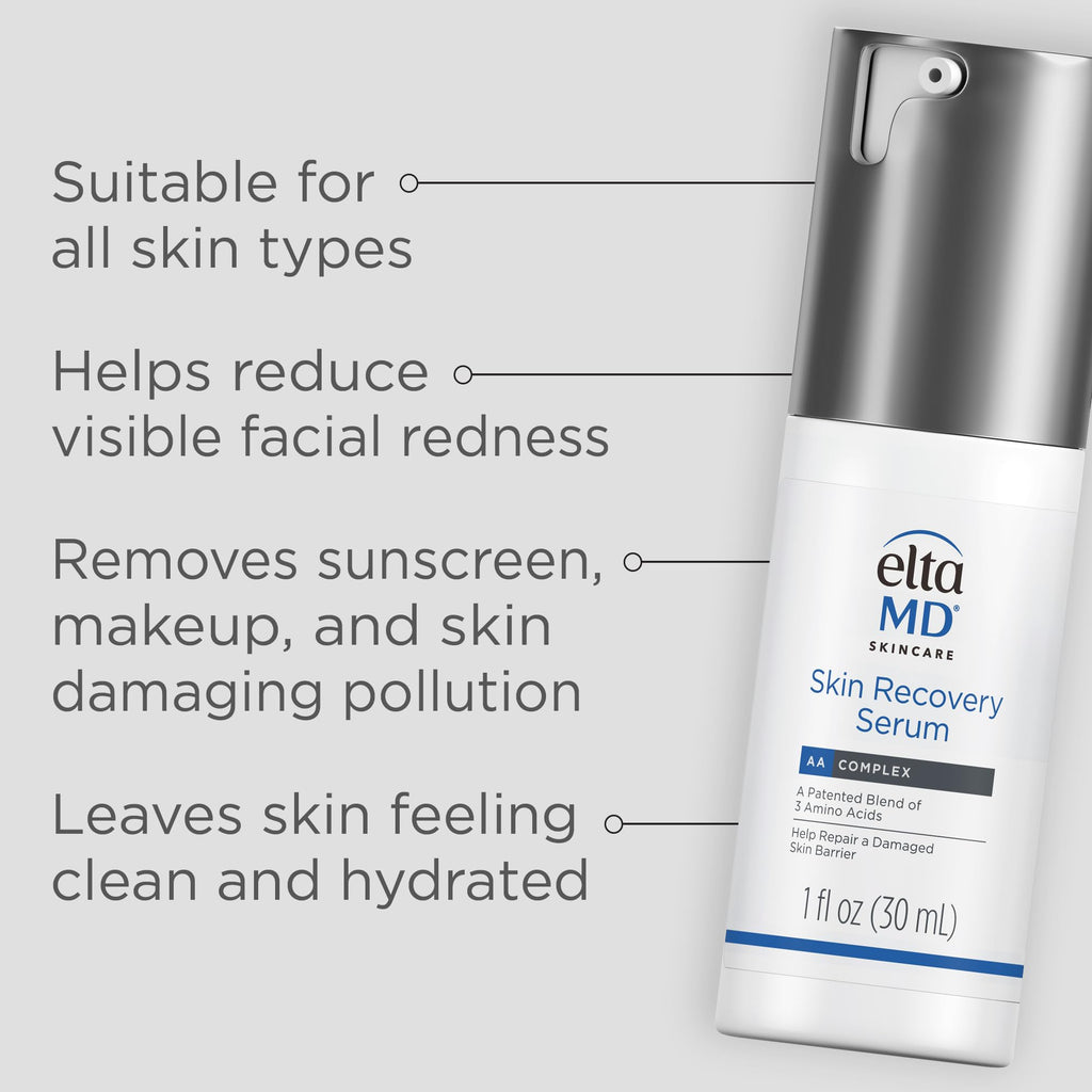 EltaMD Skin Recovery Face Serum Repairs Damaged Skin, Amino Acid and Antioxidative Formula, Hyaluronic Acid Face Serum with Vitamin B5, 1 Fl Oz, Untinted