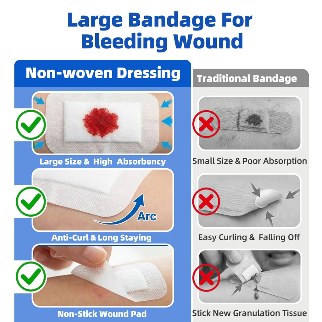 Niceful Adhesive Gauze Bandages 2"x3", 50Pcs