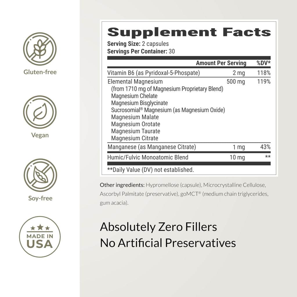 BIOptimizers Magnesium Breakthrough Supplement with 500mg - 7 Forms of Magnesium: Glycinate, Malate, Citrate, and More - Natural Support for Sleep and Cognitive Function -60 Capsules- Calming Vitamins