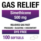 Puregen Labs Gas Relief Softgels with Simethicone 500 mg, Dye Free Formula, Fast Relief from Gas, Bloating & Pressure - 100 Softgels