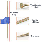 JPOIP 23-Inch Long Rebar Stakes - 1/2 Inch Diameter Heavy Duty Galvanized Steel Ground Asphalt Anchors for Speed Bump, Wheel Stop, Tent and More (4)