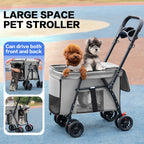 Pet Stroller Cat Dog Stroller Travel Folding Pet Carriers（Gray）