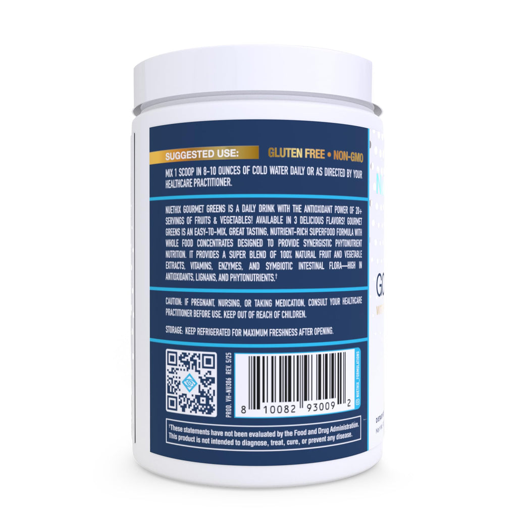 NuEthix Formulations Gourmet Greens Drink Powder Dietary Supplement with Fruit and Vegetable Superfoods and Probiotics, Espresso, 27 Servings