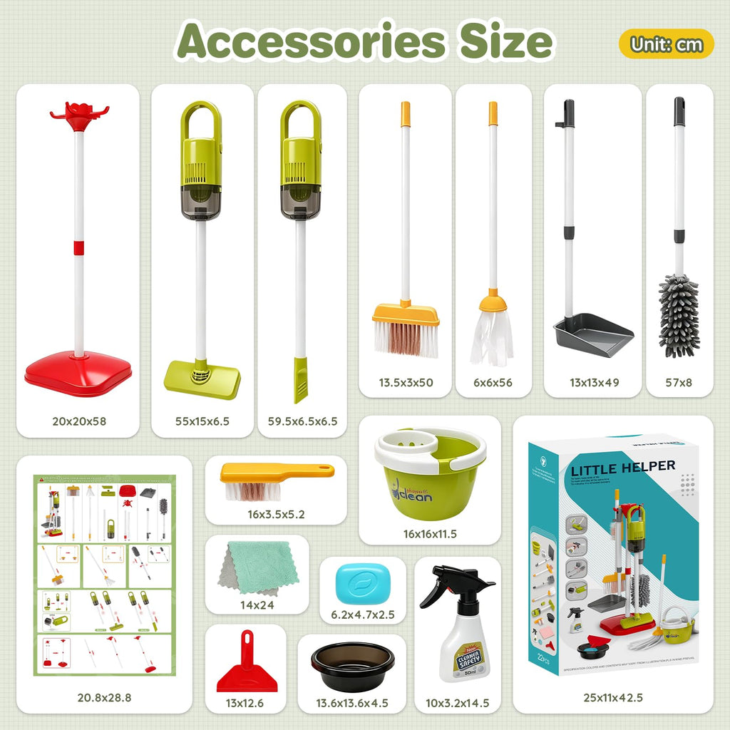 Dreamon Cleaning Set for Children - 14Pcs Toy Cleaning Set with Toy Vacuum