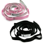 Stretching Strap Yoga Strap with Loops, Stretch Out Straps for Physical Therapy, Non-Elastic Exercise Strap for Pilates, Dance and Gymnastics with Workout Guide (Black+Pink/Light Gray)