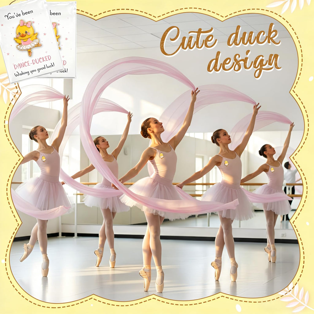 Hinly 36 Set Dance Gifts Bulk Include Ballet Duck Pins Brooches with You've Been Dance Ducked Greeting Card Inspirational Gift Accessories for Dancers Ballerina Party Favors (Pink)