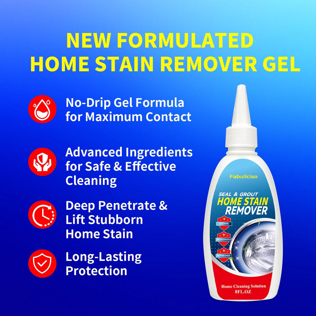 Home Stain Remover Gel – Stubborn Stain Cleaner No Harsh Scrubbing Required, Front Loader Washing Machine Seal Washing Machine Seals, Sinks & Tiles | No-Slip Formula | 8H Penetration | 16.0oz