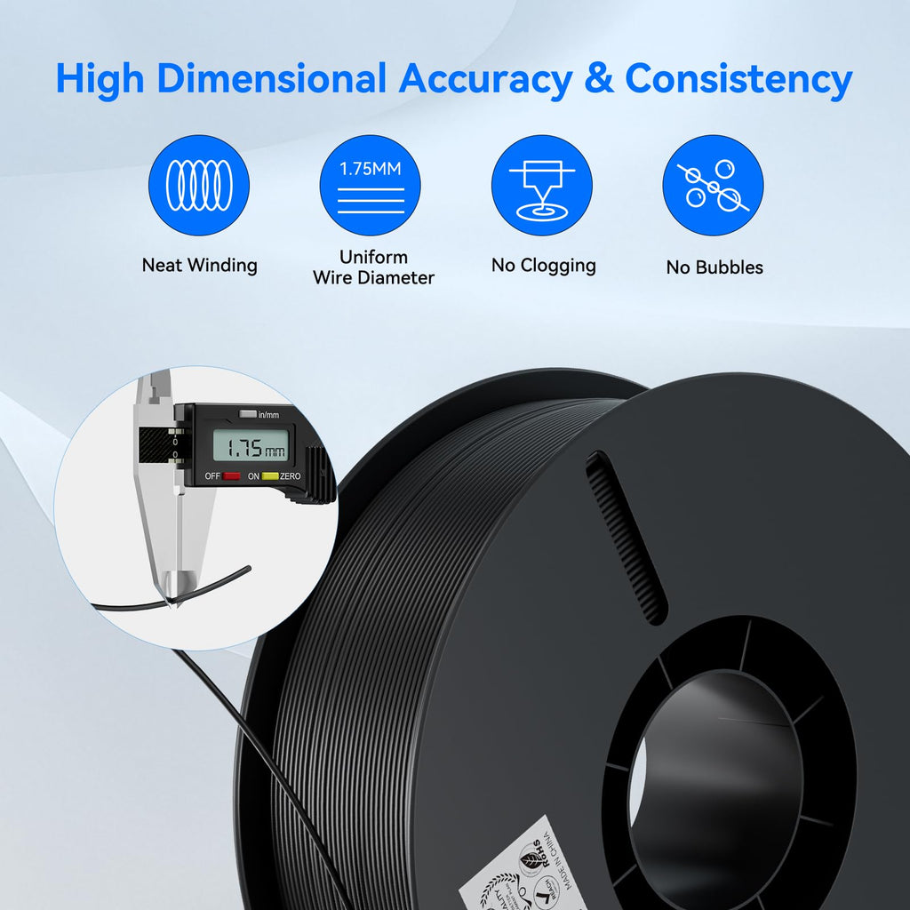 Creality PLA Filament 1.75mm Bundle 2KG, High Precision +/-0.02mm 3D Printer Filament, Consistent Extrusion, Smooth Printing, 2 Pack 1KG Spool,Fits for Most FDM 3D Printers(Black*2)