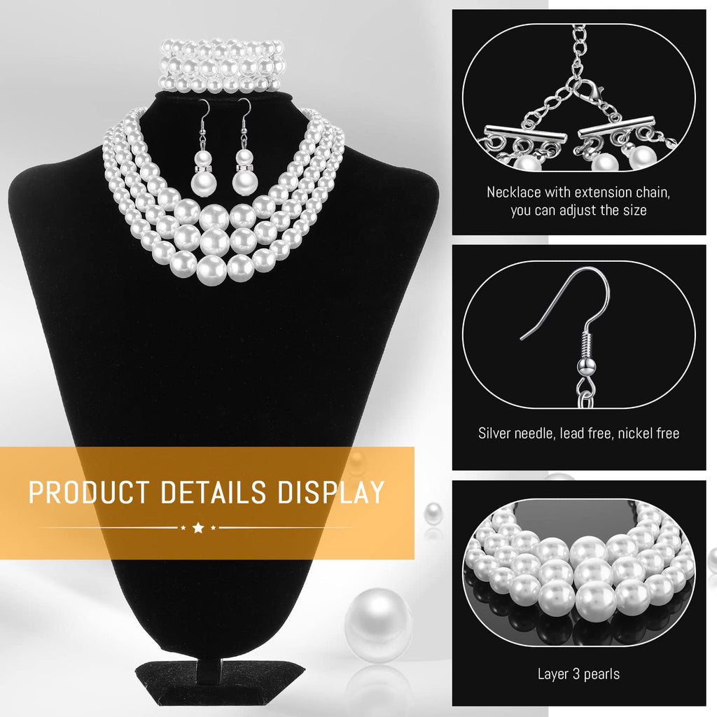 Haysandy Pearl Jewelry Set for Women 20s Jewelry Gift,White