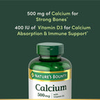 Nature’s Bounty Calcium Plus 400 IU Vitamin D3, Immune Support & Bone Health, 300 Tablets
