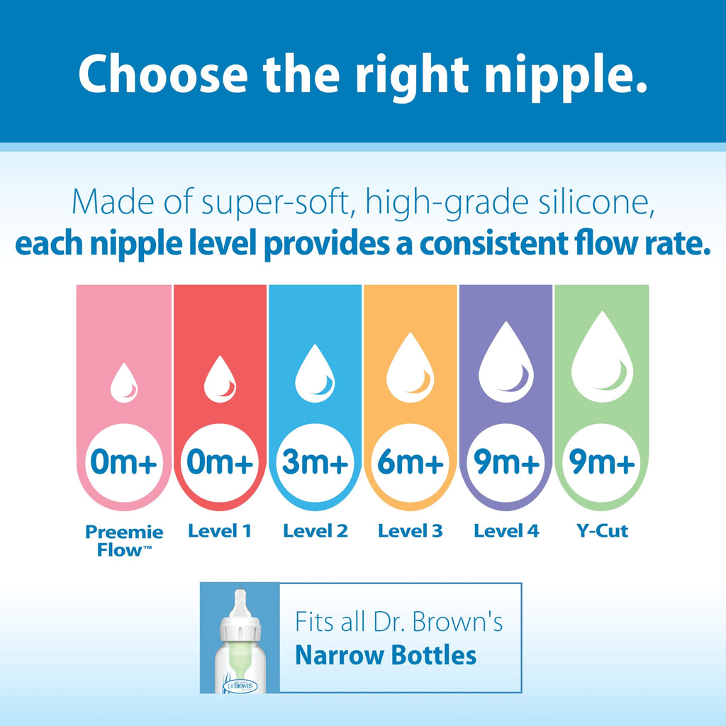Dr. Brown's Anti-Colic Options+ Narrow Baby Bottle, Nature, 8 oz, 4-Pack