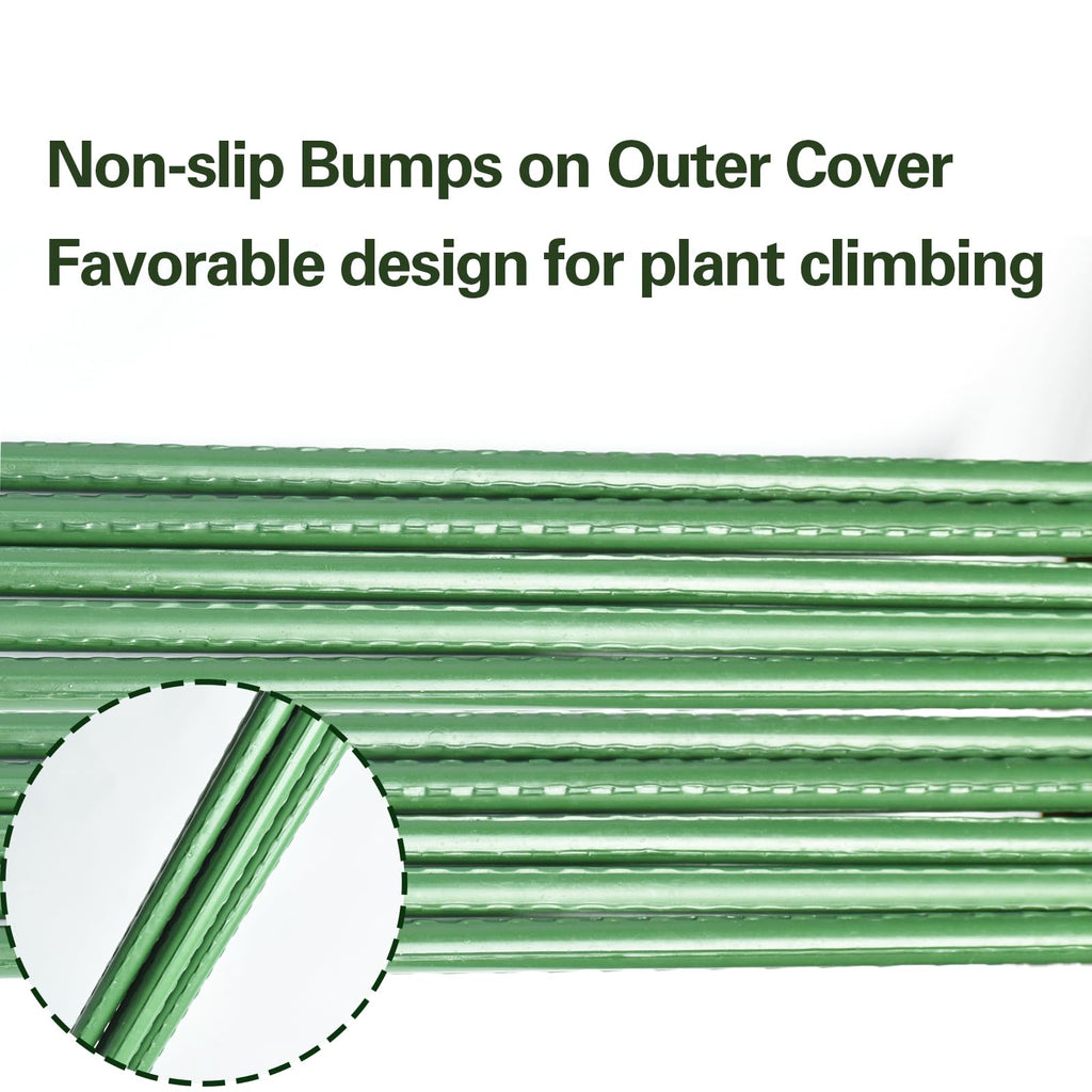 Sprigra Plant Stakes 57 inch, Approx 5ft Steel Garden Stakes 25 Pack, Sturdy Plant Support for Climbing Plants, Tomatoes, Beans, Cucumbers, Peppers, Flowers, Strengthen and Stem Grow Better