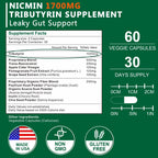 NICMIN Tributyrin Supplement - Premium Butyrate Gut Health Supplement for Leaky Gut 60 Capsules