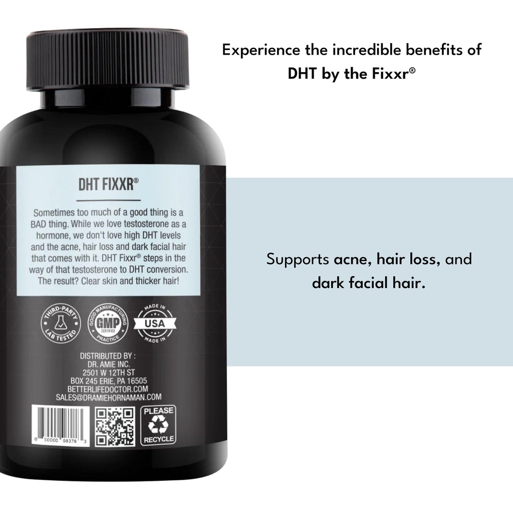 Fixxr DHT Support by Dr. Amie | with Saw Palmetto and Nettles | Acne and Hair Loss Support | 60 Capsules