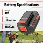 2Pack 40V 3.6Ah Replacement Battery and Charger for Black and Decker 40V Battery Lithium LBX2040 LBXR36 LBXR2036 LST540 LCS1240 LBX1540 Compatible with Black Decker 40V String Trimmer Tool(3Pack)