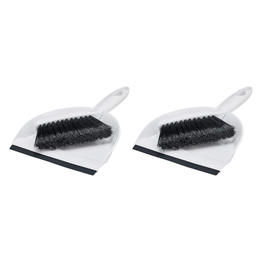 Amazon Basics Small Portable Mini Dustpan and Brush Set for Indoor Outdoor Floor Cleaning, Gray, Pack of 2