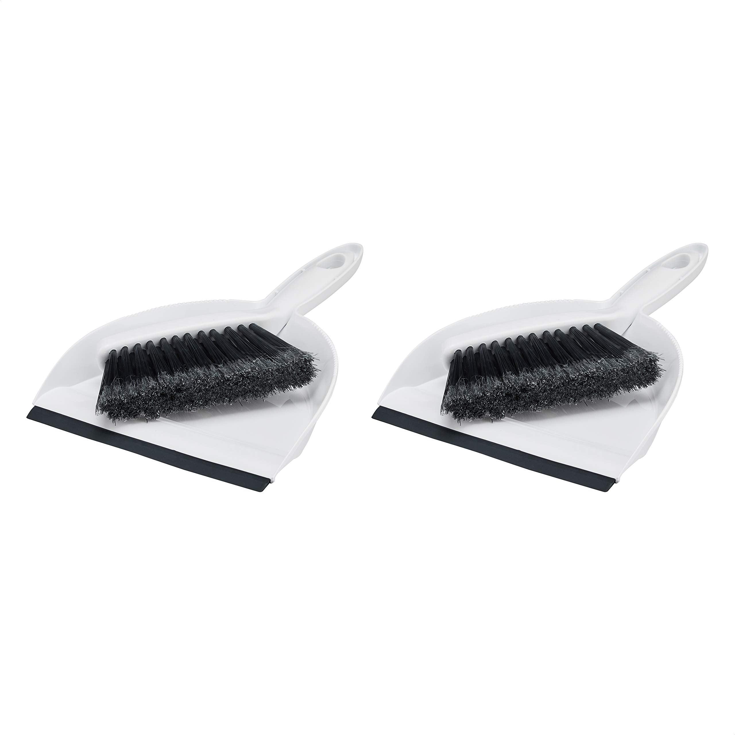 Amazon Basics Small Portable Mini Dustpan and Brush Set for Indoor Outdoor Floor Cleaning, Gray, Pack of 2