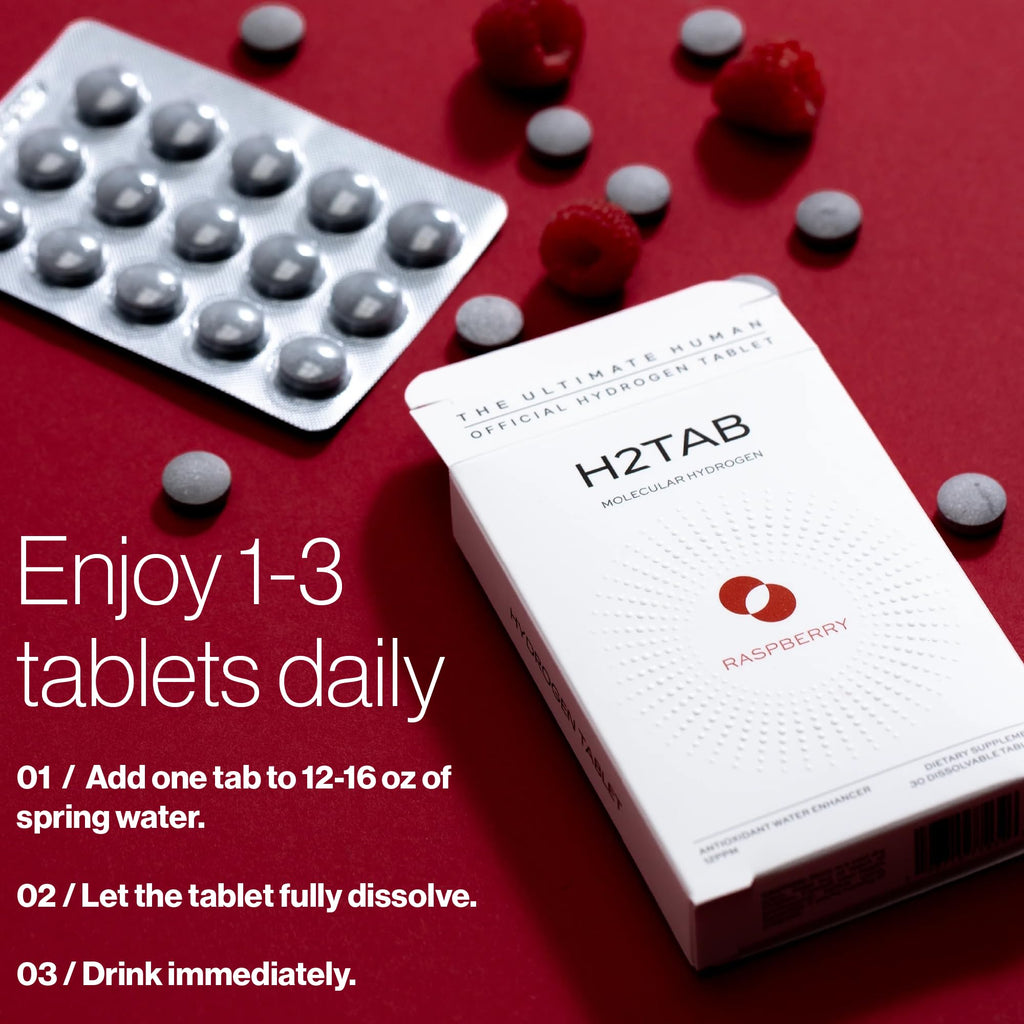 Molecular H2TAB Hydrogen Tablets with Magnesium -12 PPM Hydrogen Tablets for Drinking Water -Rich in Antioxidants, Supports Cellular Health, Recovery & Cognitive Function (30 Counts, Raspberry)