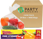 PARTY BARGAINS 1 Gallon Size Food Storage Bags with Twist-Ties. [1800 Bags] (24 Boxes of 75 Bags Each) 11 x 13 inches. Easy & Convenient for Kitchen, Office, Commercial, & Home use