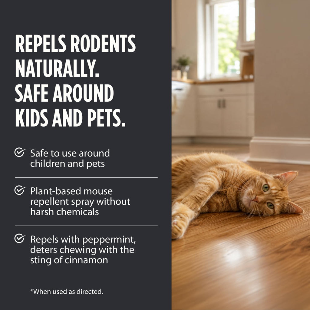Grandpa Gus's Rodent Repellent Spray - Peppermint Oil Spray for Rodents & Mice - Plant-Based Mouse Deterrent for Cars, RVs, Garages & Indoor Spaces - Non-Staining Formula - 16 oz