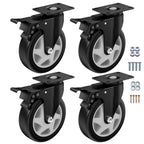 ASHGOOB 5" Heavy Duty Plate Casters, 1400 Lbs Dual Brake - Set of 4