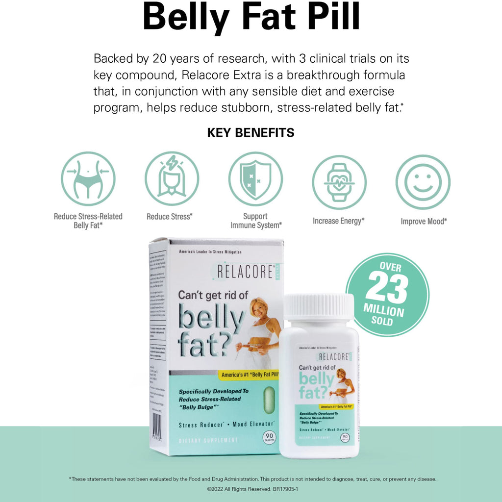 Relacore Extra Maximum Strength - Cortisol Supplements for Women - Reduce Cortisol Related Belly Fat - Stress Relief Supplement - Calm Mind - Improved Mood, 90 Count