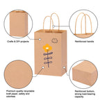OUTUXED 150pcs Brown Paper Bags with Handles, 5.25x3.2x8in Small Gift Bags
