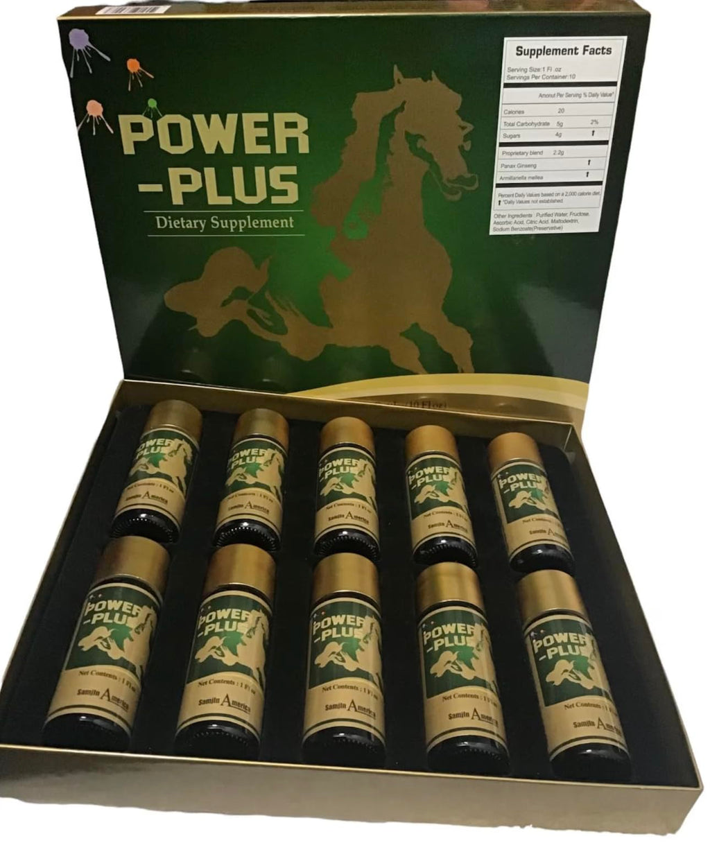 Skydia Power Plus - 10 Bottles Power-Plus Botanical Blend Liquid Supplement (1 FL OZ) Korean Ginseng Extract Ginseng Supplement Natural Men Tonic Ginseng Root Korean Red Ginseng Drops