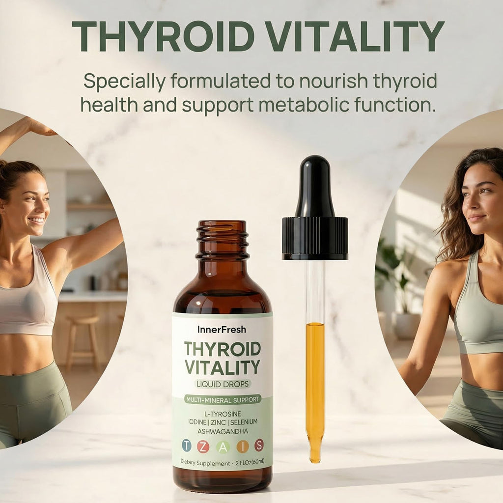 SCEZROB InnerFresh Thyroid Support Drops, Inner Fresh Thyroid Support Liquid Drops for Women, Hormone Balance & Healthy Metabolism Support, with Selenium, Zinc, Iodine, L-Tyrosine & Ashwagandha (1)