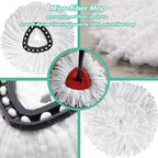 10 PCS Spin Mop Replacement Head,100% Microfiber Mop Heads Replacements Compatible with Cedar Easywring 1-Tank System, 360 Degree Round Mop Refills for Easy House Cleaning Floor Mopping