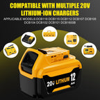 Goldspill 2 Packs 12000mAh High Capacity DCB206 Replacement for Dewalt 20V Max Battery Compatible with Dewalt 20V Battery Lithium Ion DCB200 DCB201 DCB203 DCB207 DCD/DCF/DCG Series Power Tools