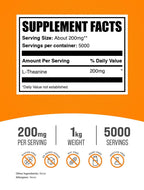 BulkSupplements.com L-Theanine Powder - L-Theanine Supplement, L-Theanine 200mg - Amino Amino Supplement, Pure & Gluten Free, 200mg per Serving, 1kg (2.2 lbs) (Pack of 1)