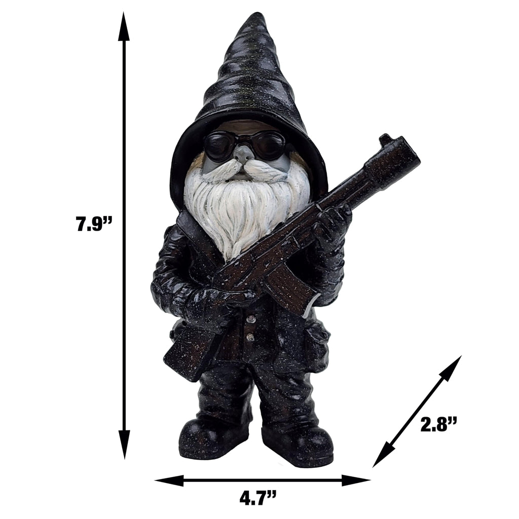 Better Office Products Garden Gnome Statue, 8" Height, Handcrafted Waterproof, UV-Resistant Polyresin Lawn Patio Porch Ornament Decoration (Stone Cold Hitman)