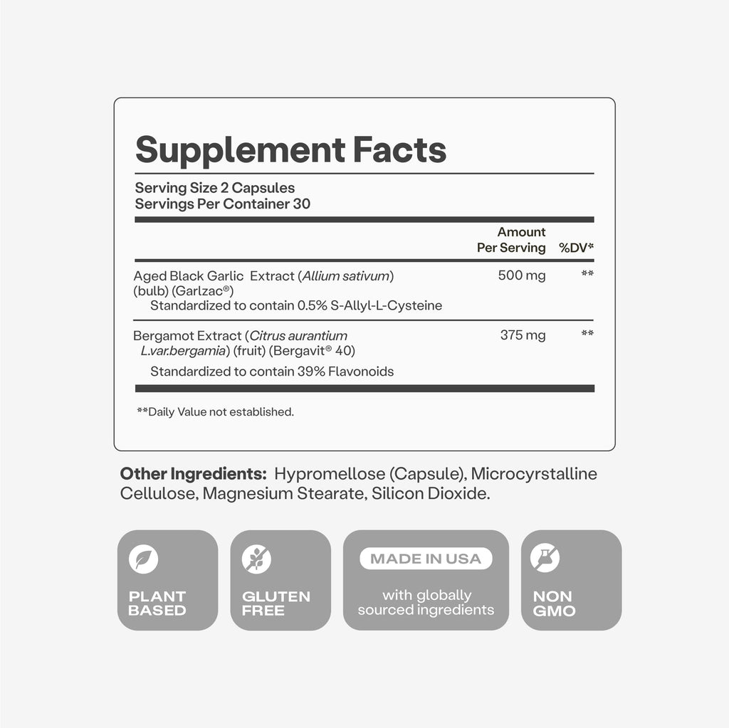 Humann Cholesterol Health Daily, Cholesterol & Lipid Support Supplement, Citrus Bergamot and Aged Black Garlic, 60 Capsules
