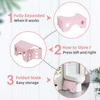 7inches Foldable Toilet Stool (Pink), Ergonomic Squatting Aid with Non-Slip Feet for Improved Bowel Movement, A Good Helper to Effective Relief of Constipation, Easy to Storage Toilet Squat Stool