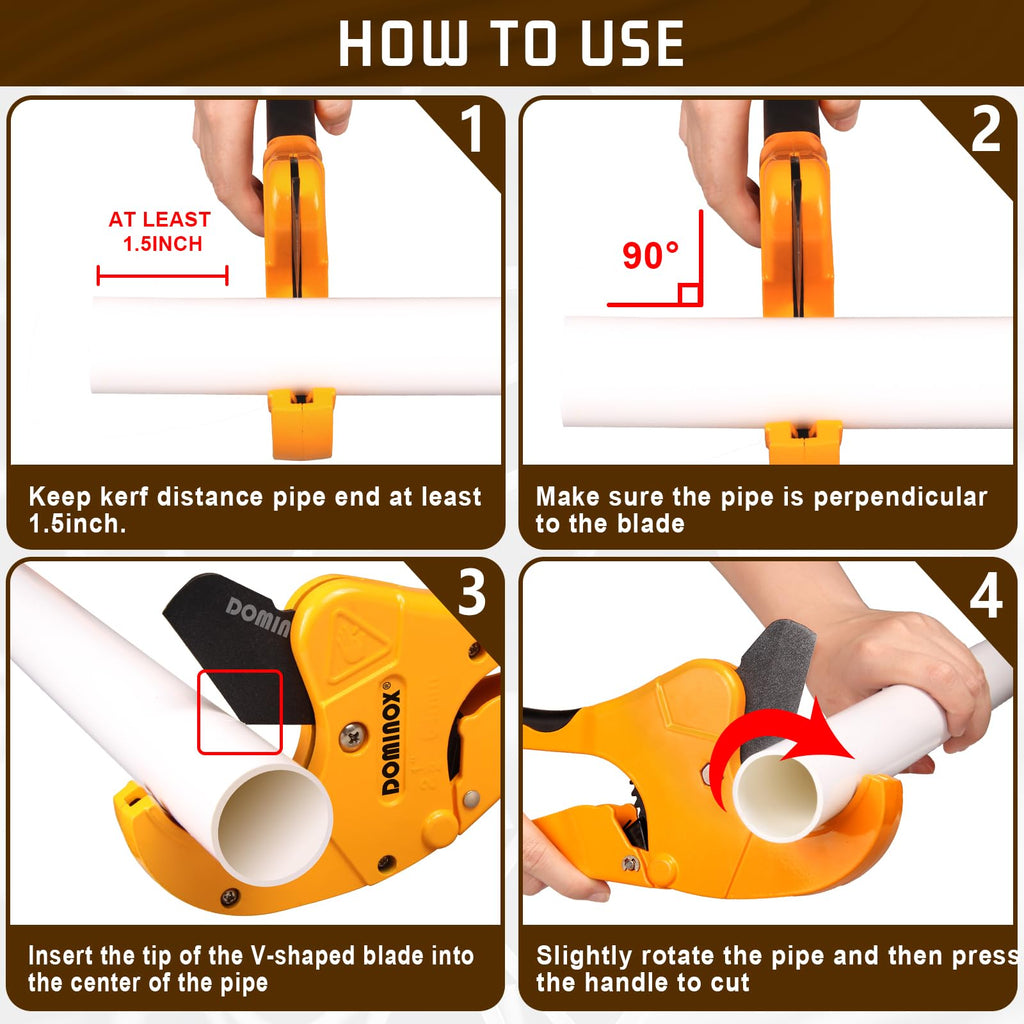DOMINOX PVC Pipe Cutter, Cuts up to 2-1/2" PEX, PVC, PPR, Plastic Hoses& Plumbing Pipes,Ratchet PVC Cutter Tool with SK5 Blade and Aluminum Alloy Body