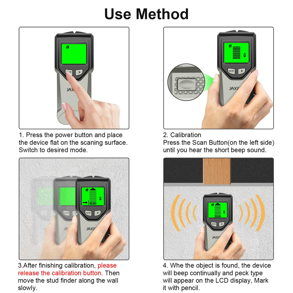 Stud Finder Wall Scanner - 5 in 1 Stud Finder Tool w/Smart Chip and HD LCD Display, Stud Detector Beam Finders for the Center and Edge of Wood AC Wire Metal Studs Joist Pipe (Grayish)