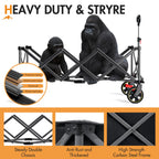 Portal 51.2" Long Wagon Carts Foldable with Brakes,Heavy Duty Utility Cart