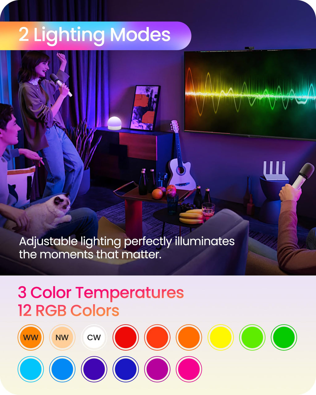 GOEBLESON Rechargeable Light Bulbs with Remote Control, 4 Packs Battery Operated Light Bulbs, 3 Timer 15 Colors Selectable, Dimmable Wireless RGB LED Bulb for Wall Sconce, Non-Hardwired, R01YBP406