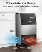 Mojgar Commercial Ice Maker Machine, 100lbs/24H with 33lbs Ice Storage Under Counter Ice Machine, Stainless Steel Built-in Freestanding Ice Maker Self-Cleaning for Home Bar